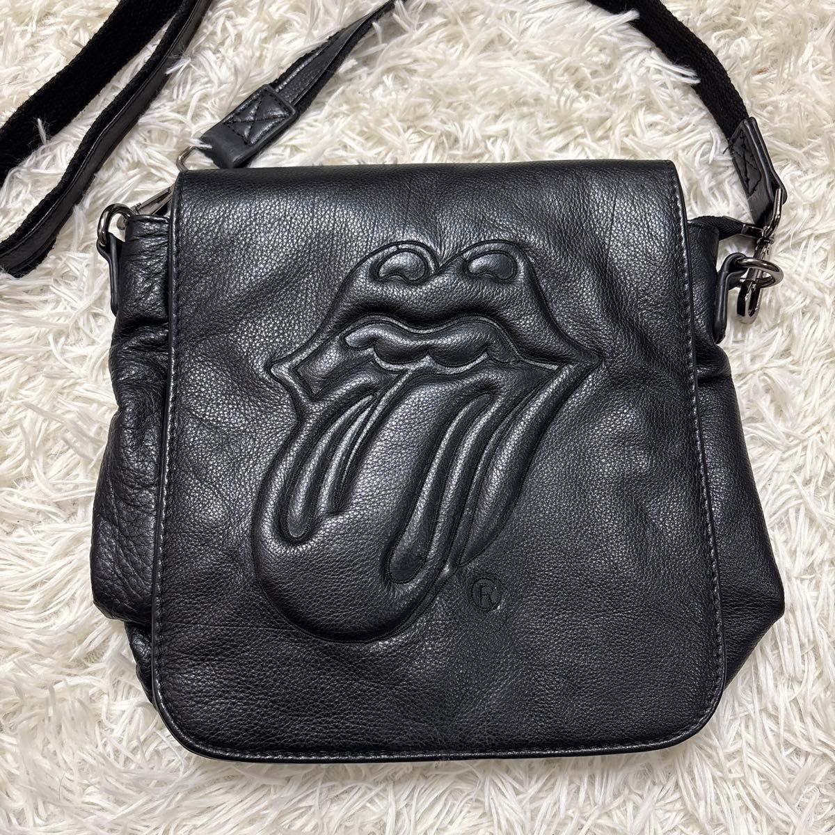 The Rolling Stones JACKROSE VINTAGE Leather Tote Bag Black Japan Limited Edition Logo