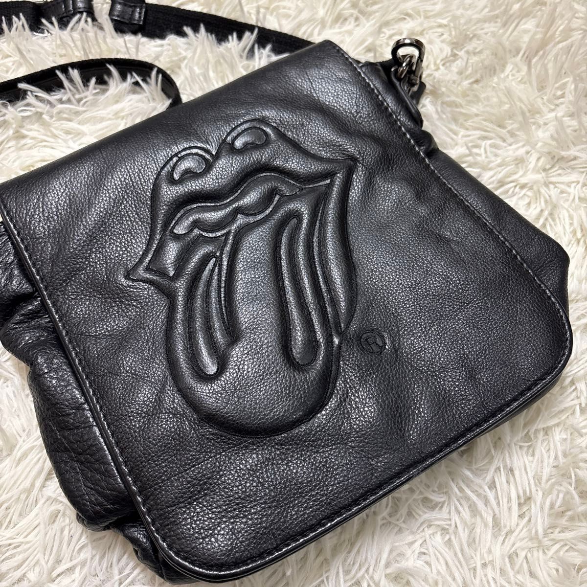 The Rolling Stones JACKROSE VINTAGE Leather Tote Bag Black Japan Limited Edition Logo